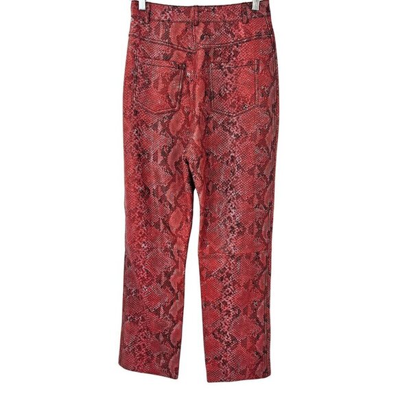 L’Academie The Serpent Leather Pants In Snake Red Women’s Size S High Rise Boho - Picture 3 of 12